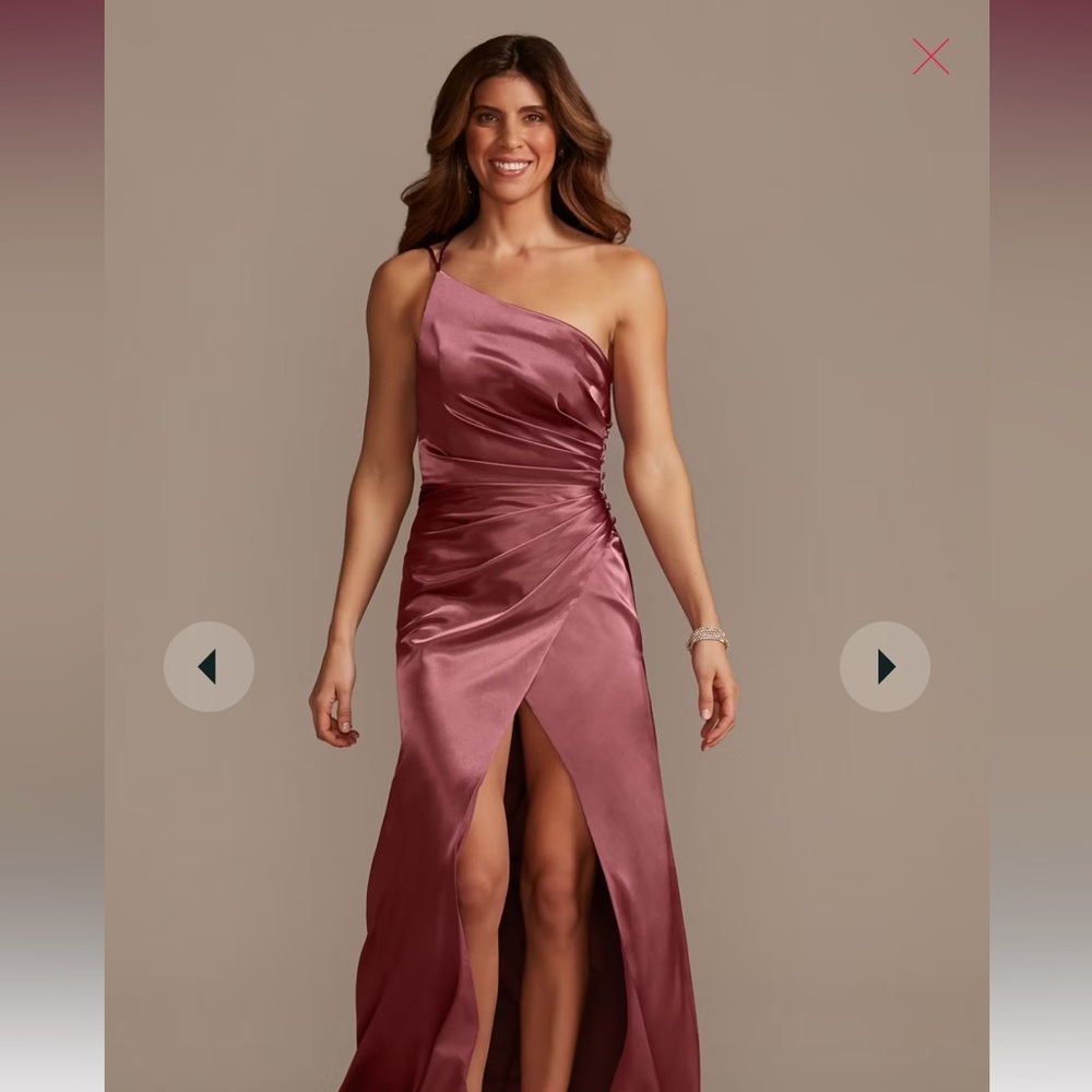 Galina Signature Charmeuse Draped One-Shoulder dress